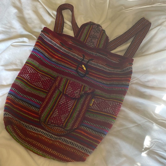 PINZON Woven Multicolored Aztec Tribal boho Hippie Bohemian Drawstring Clip Bag - Picture 9 of 10